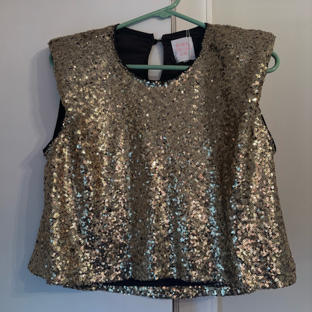 Cropped gold sequins top
